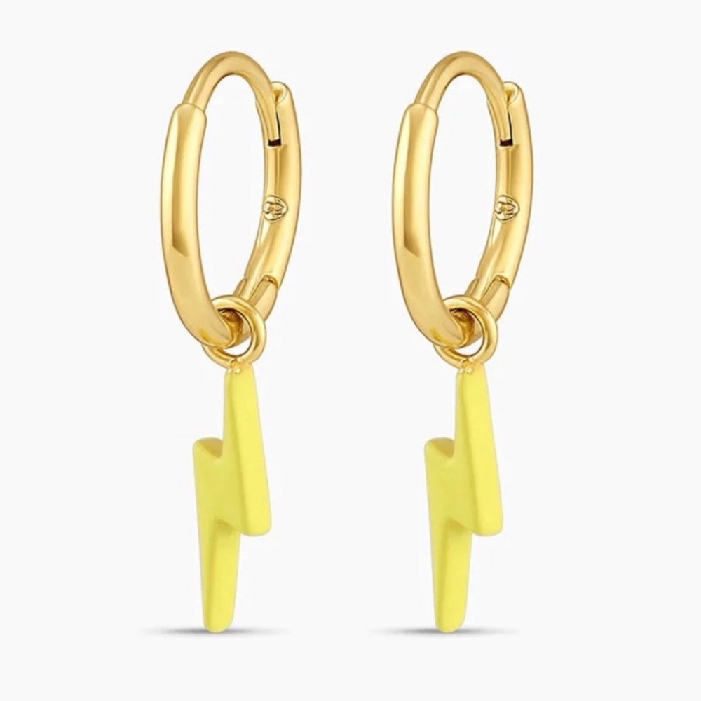 NWOT Gorjana 18k Gold Plated Lightning Prism Huggies Earrings